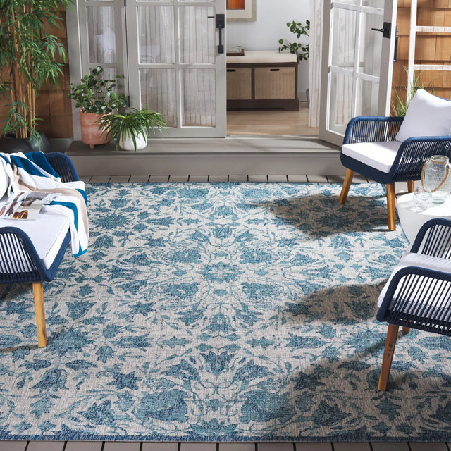 Safavieh Courtyard 6'-7" x 9'-6" Rug in Grey / Navy