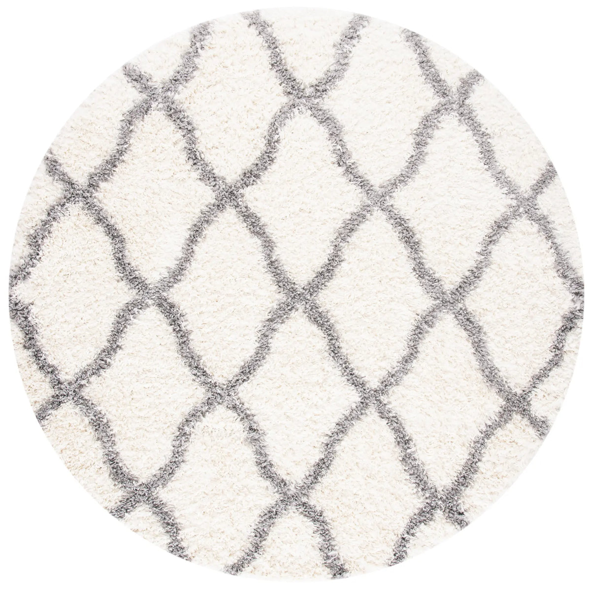 Safavieh Moroccan Tassel Shag 6'-7" x 6'-7" Rug in Ivory / Light Grey
