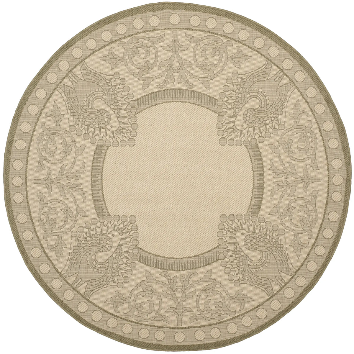 Safavieh Courtyard 6'-7" x 6'-7" Rug in Natural / Olive