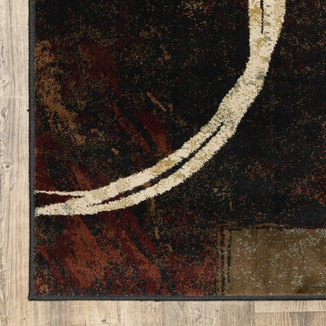 Oriental Weavers Sphinx Hudson 2544B Brown / Black Rugs - corner detail