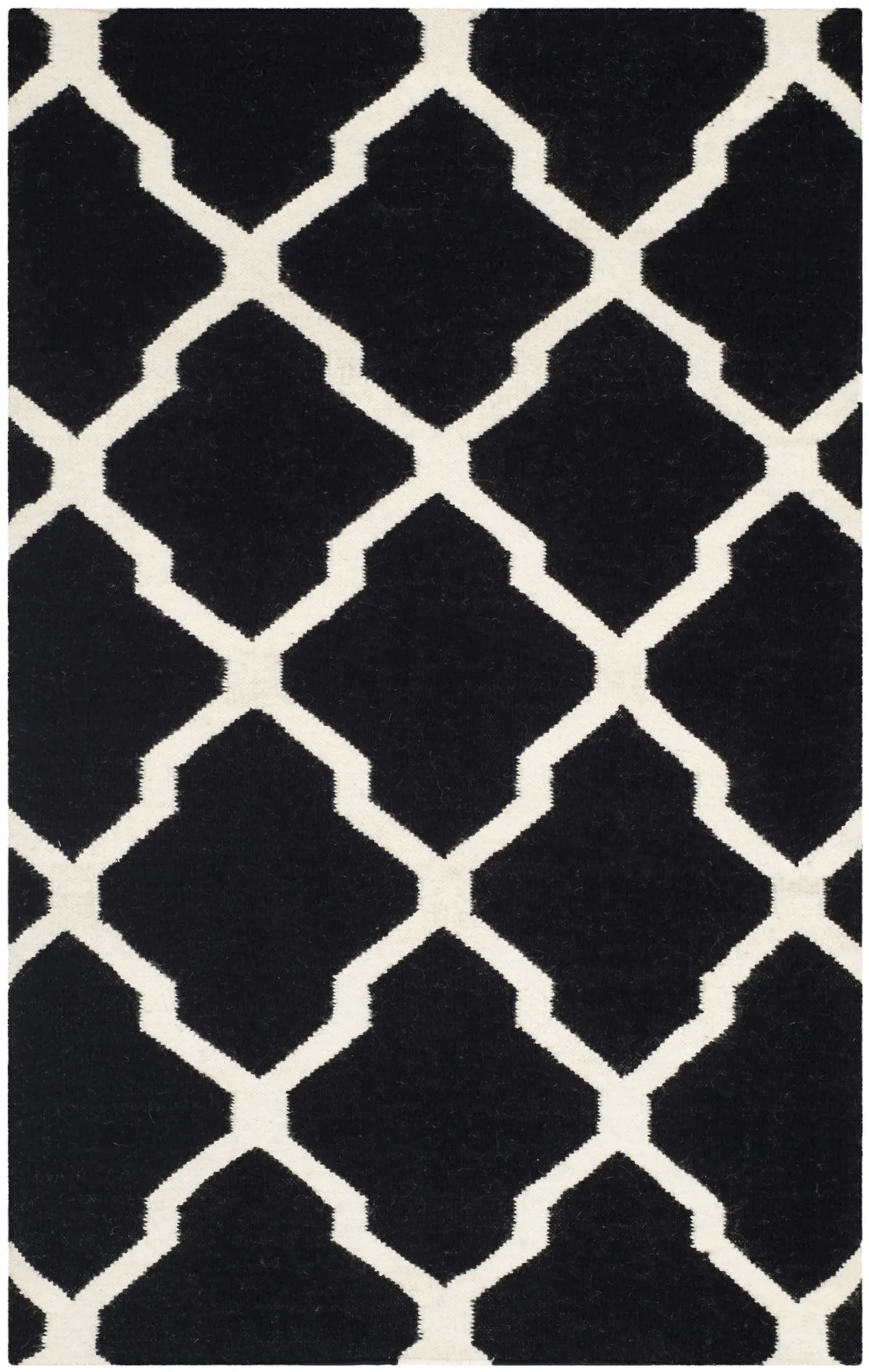 Safavieh Dhurries 3'-0" x 5'-0" Rug in Black / Ivory