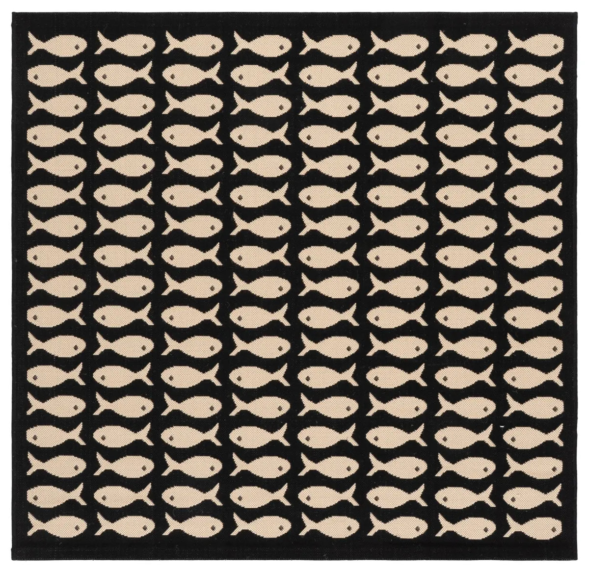 Safavieh Courtyard 5'-3" x 5'-3" Rug in Black / Beige