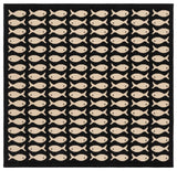 Safavieh Courtyard 5'-3" x 5'-3" Rug in Black / Beige