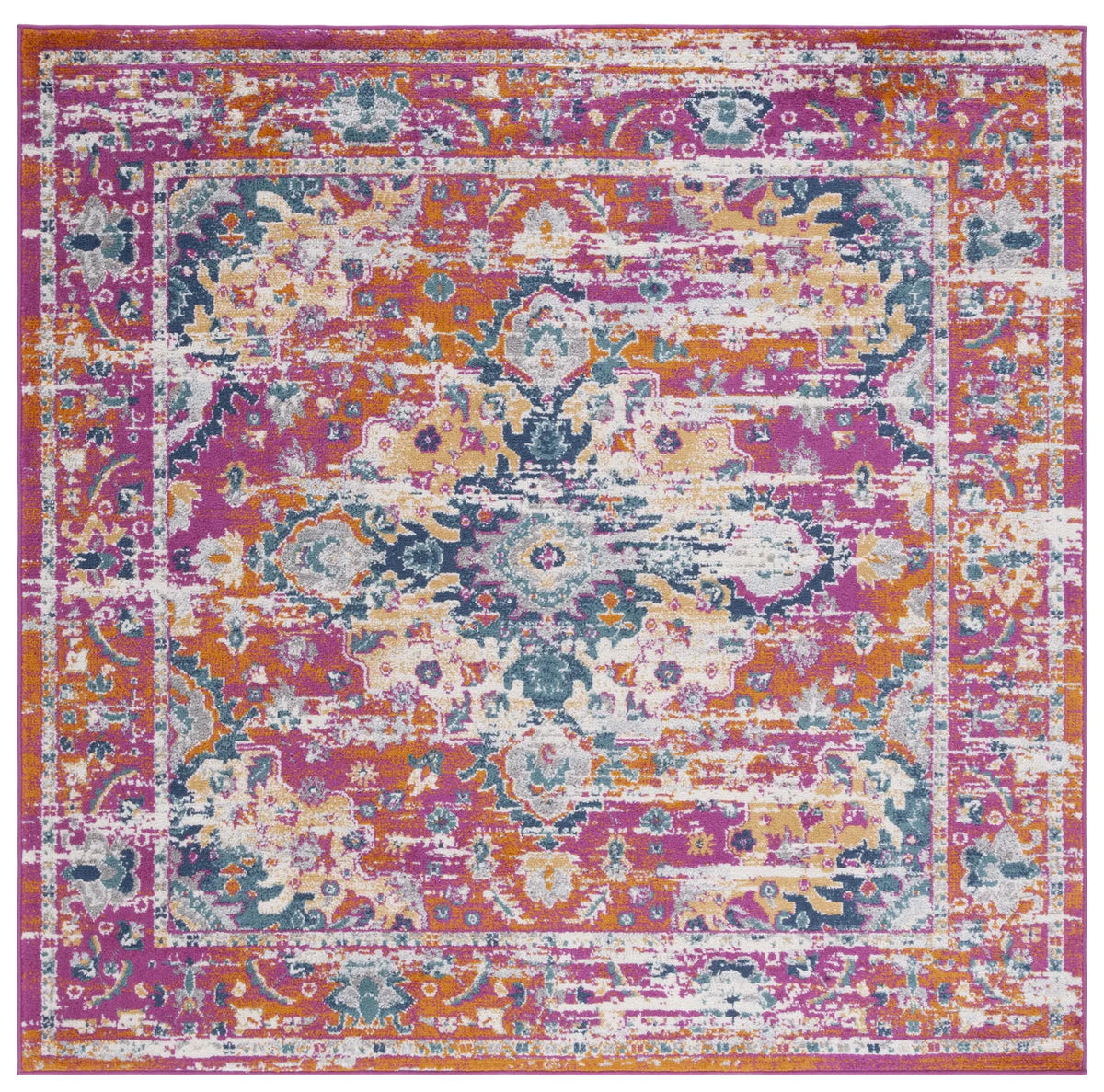 Safavieh Madison 6'-7" x 6'-7" Rug in Fuchsia / Gold