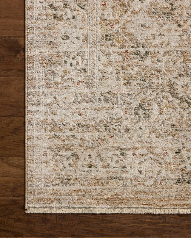 Loloi Clarisse CLS-07 Traditional Power Loomed Natural, Granite Rug - corner on wood