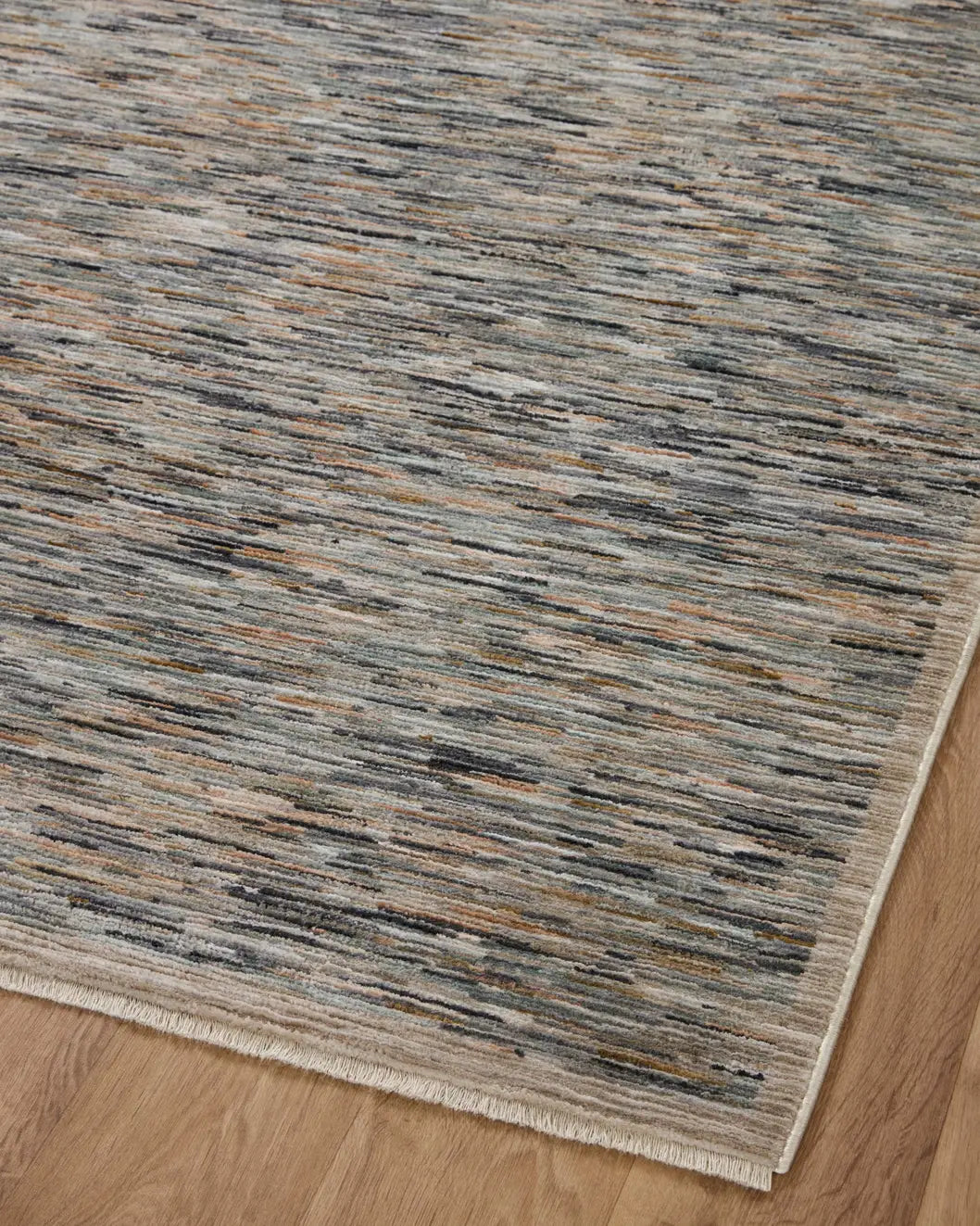 Loloi Soho Soh-03 Multi/Sand Rug - angled corner on wood