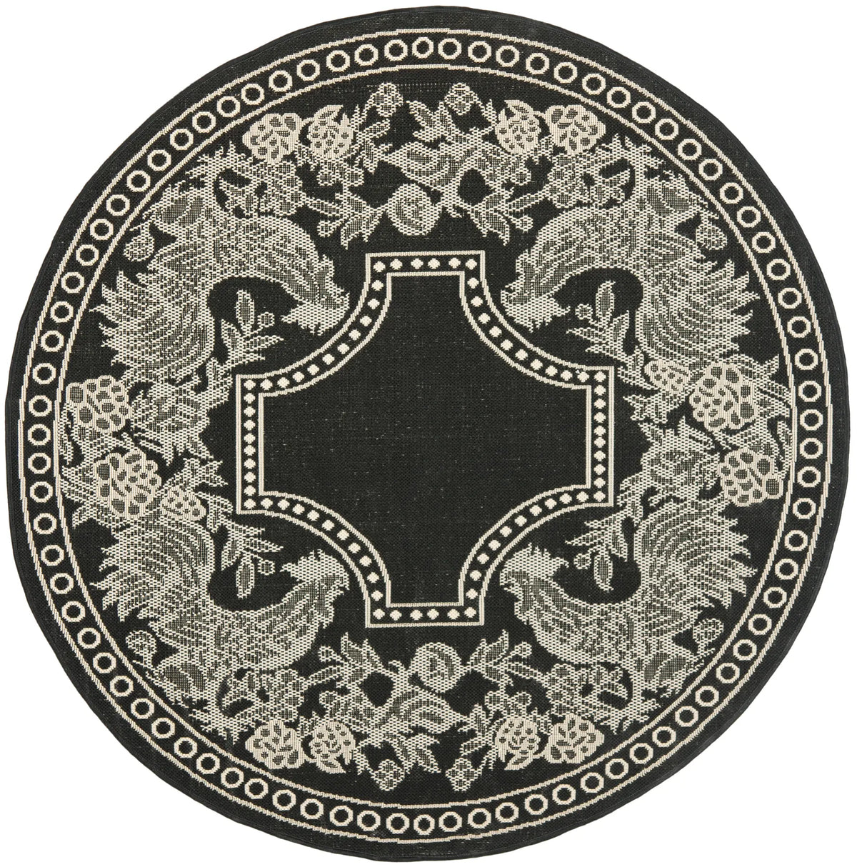 Safavieh Courtyard 5'-3" x 5'-3" Rug in Black / Sand