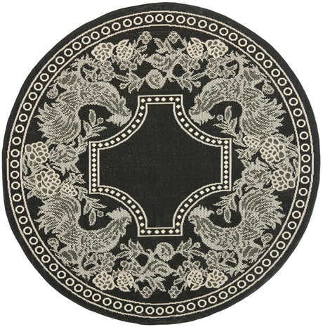 Safavieh Courtyard 5'-3" x 5'-3" Rug in Black / Sand