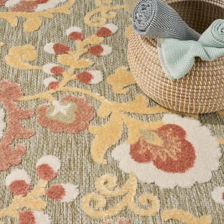 Nourison Aloha ALH17 Machine Made Sage, Rose Rug