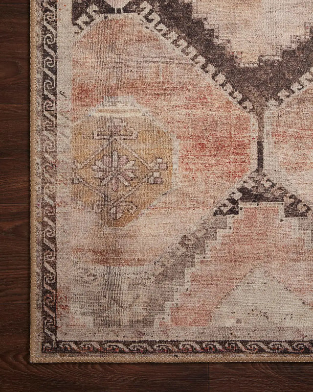 Loloi Wynter Wyn-08 Graphite/Blush Rugs - corner on wood