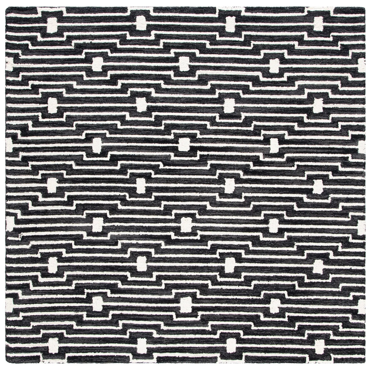Safavieh Micro-Loop 5'-0" x 5'-0" Rug in Charcoal / Ivory
