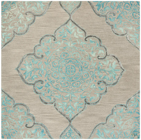 Safavieh Dip Dye 7'-0" x 7'-0" Rug in Grey / Turquoise