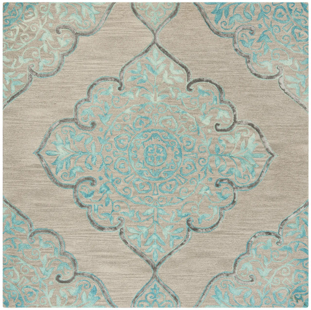 Safavieh Dip Dye 7'-0" x 7'-0" Rug in Grey / Turquoise