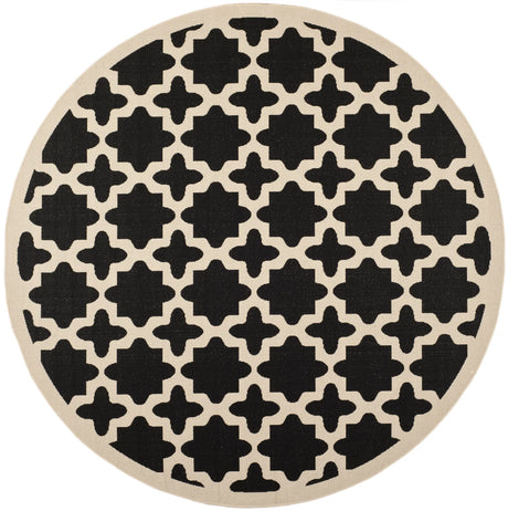 Safavieh Courtyard 7'-10" x 7'-10" Rug in Black / Beige