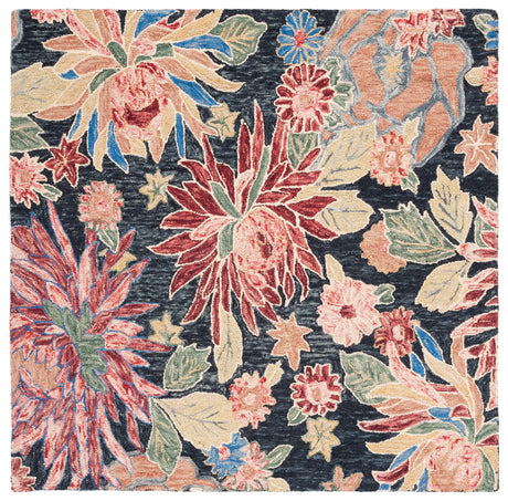Safavieh Jardin 6'-0" x 6'-0" Rug in Charcoal / Red