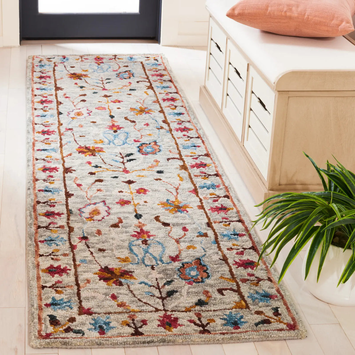 Safavieh Blossom 2'-3" x 8'-0" Rug in Grey / Red