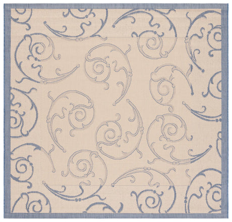 Safavieh Courtyard 6'-7" x 6'-7" Rug in Natural / Blue