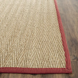 Safavieh Natural Fiber 2'-6" x 10'-0" Rug in Natural / Burgundy Red