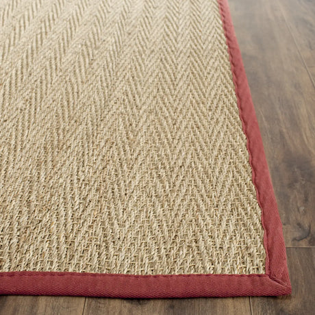 Safavieh Natural Fiber 2'-6" x 10'-0" Rug in Natural / Burgundy Red
