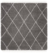 Safavieh Moroccan Fringe Shag 6'-7" x 6'-7" Rug in Grey / Ivory