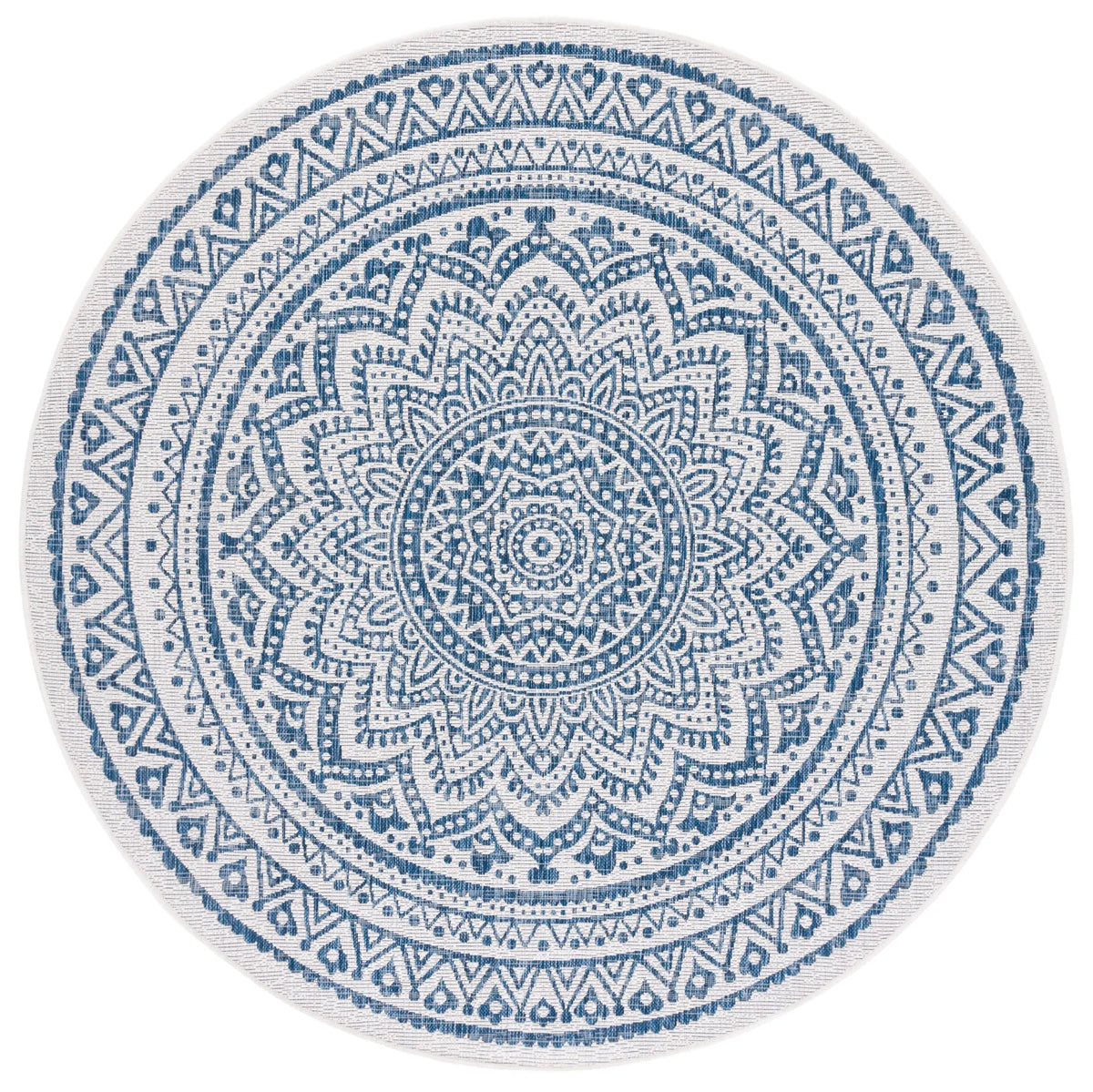 Safavieh Courtyard 6'-7" x 6'-7" Rug in Ivory / Navy