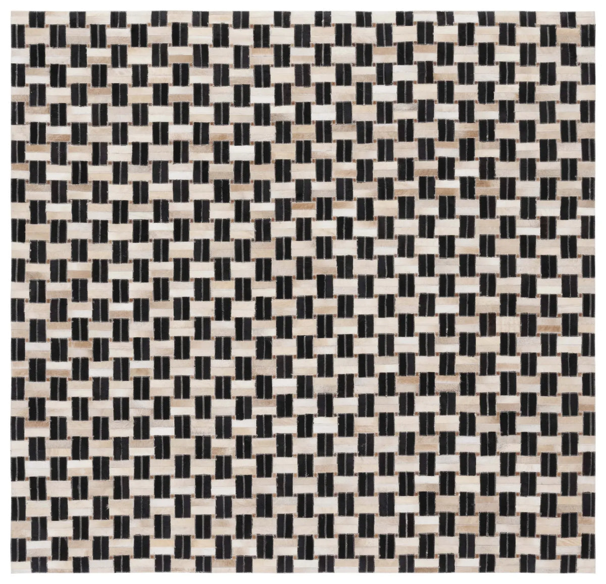 Safavieh Studio Leather 6'-0" x 6'-0" Rug in Black / Ivory