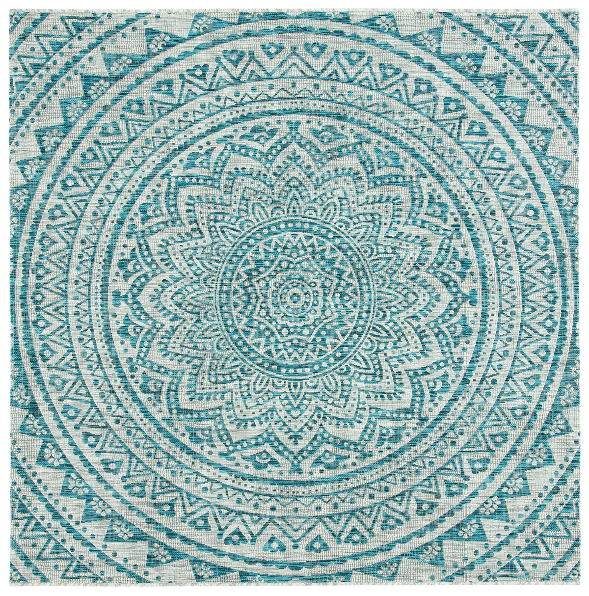 Safavieh Courtyard 6'-7" x 6'-7" Rug in Light Grey / Teal