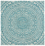 Safavieh Courtyard 6'-7" x 6'-7" Rug in Light Grey / Teal