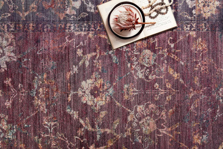 Loloi Giada Gia-02 Grape/Multi Rugs - styled aerial 1