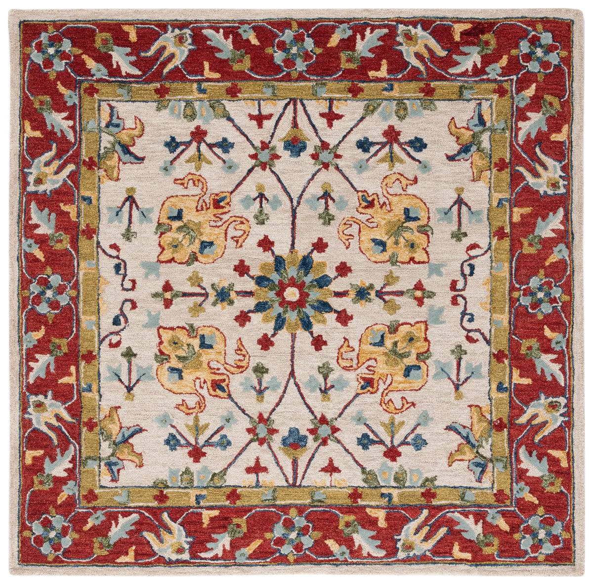 Safavieh Micro-Loop 5'-0" x 5'-0" Rug in Beige / Rust