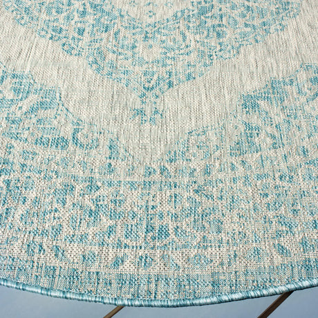 Safavieh Courtyard 5'-3" x 5'-3" Rug in Light Grey / Aqua