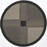 Safavieh Courtyard 5'-3" x 5'-3" Rug in Black / Sand