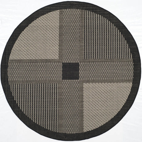 Safavieh Courtyard 5'-3" x 5'-3" Rug in Black / Sand