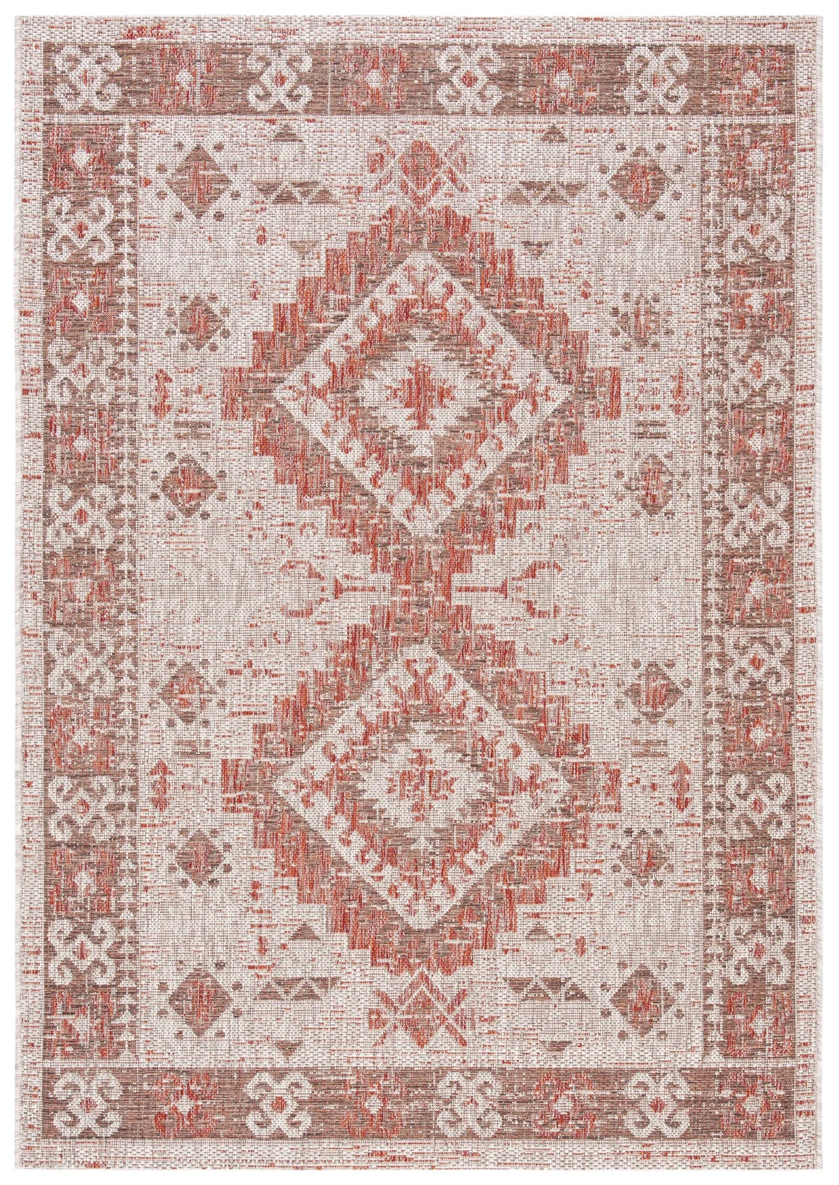 Safavieh Courtyard 4'-0" x 5'-7" Rug in Beige / Red