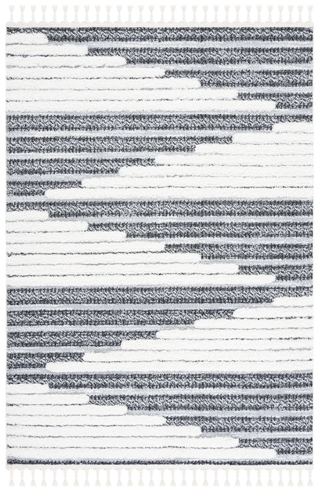 Safavieh Moroccan Tassel Shag 4'-0" x 6'-0" Rug in Dark Grey / Ivory