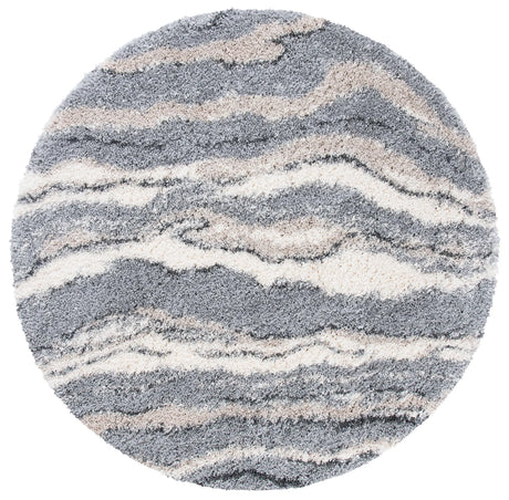 Safavieh Fontana Shag  800 6'-7" x 6'-7" Rug in Grey / Ivory