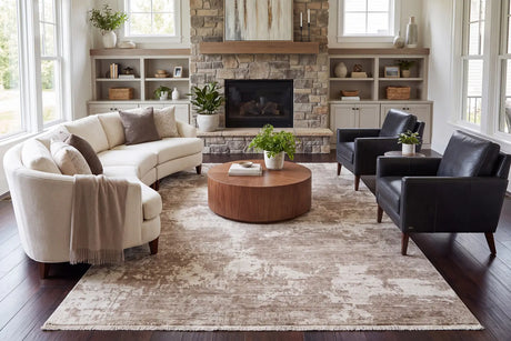 Dynamic Rugs Sequence 18502 Power Loomed Modern Beige/Dark Beige Rug - Room