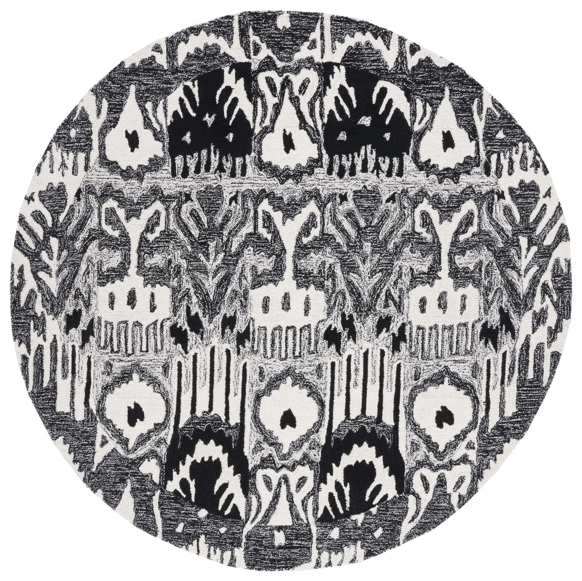 Safavieh Ikat 6'-0" x 6'-0" Rug in Black / Ivory