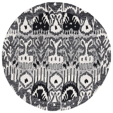 Safavieh Ikat 6'-0" x 6'-0" Rug in Black / Ivory