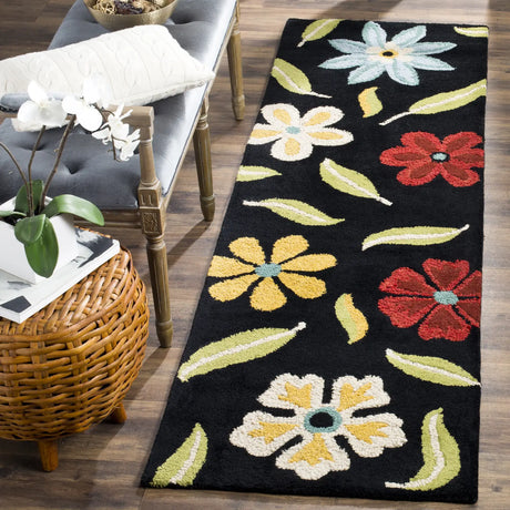 Safavieh Blossom 2'-6" x 10'-0" Rug in Black / Multi