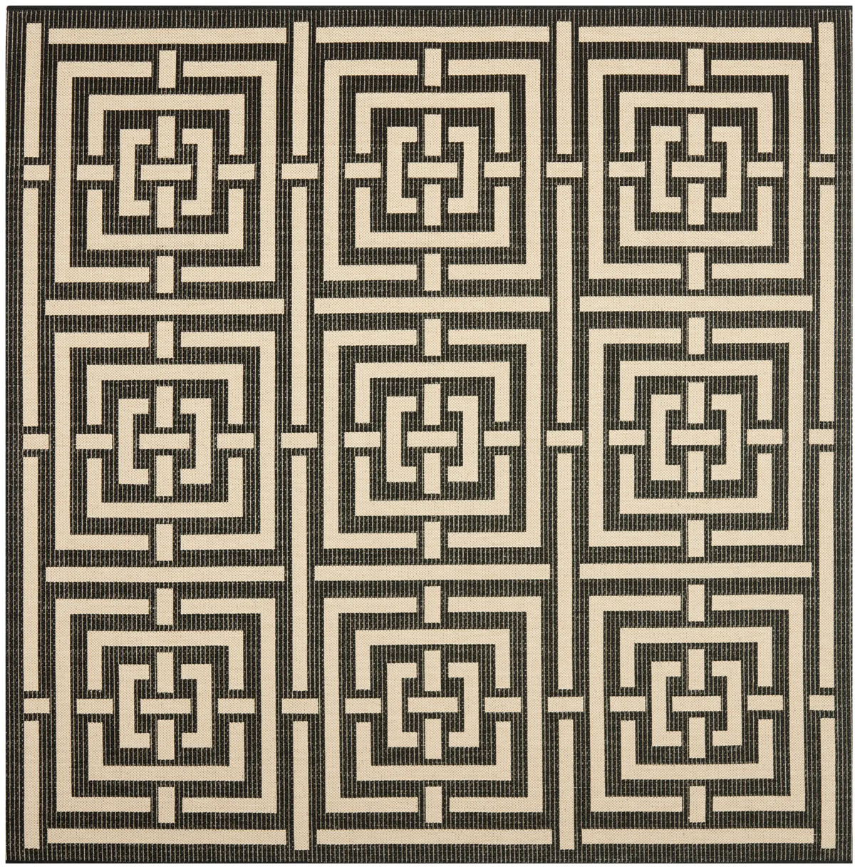 Safavieh Courtyard 6'-7" x 6'-7" Rug in Black / Bone