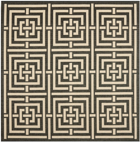 Safavieh Courtyard 6'-7" x 6'-7" Rug in Black / Bone