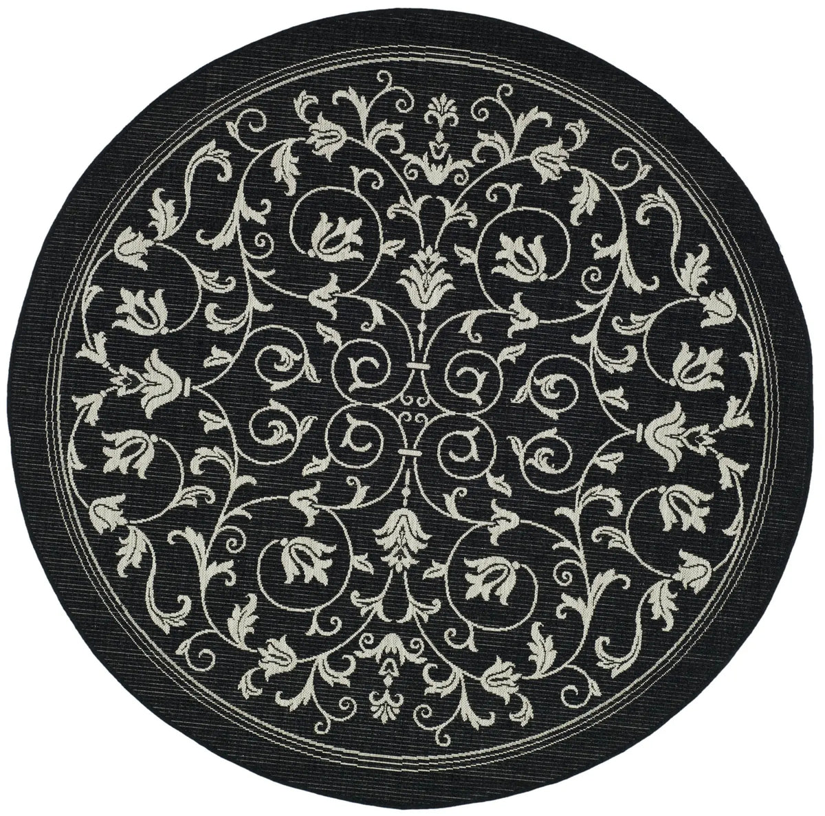Safavieh Courtyard 6'-7" x 6'-7" Rug in Black / Sand
