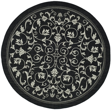 Safavieh Courtyard 6'-7" x 6'-7" Rug in Black / Sand