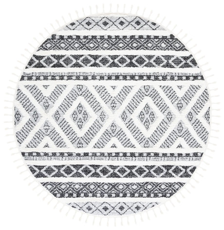 Safavieh Moroccan Tassel Shag 6'-7" x 6'-7" Rug in Grey / Ivory
