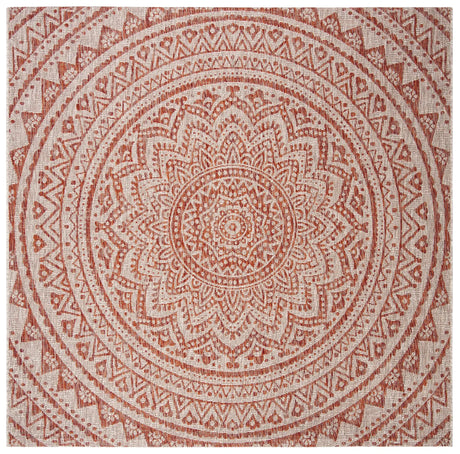 Safavieh Courtyard 6'-7" x 6'-7" Rug in Light Beige / Terracotta