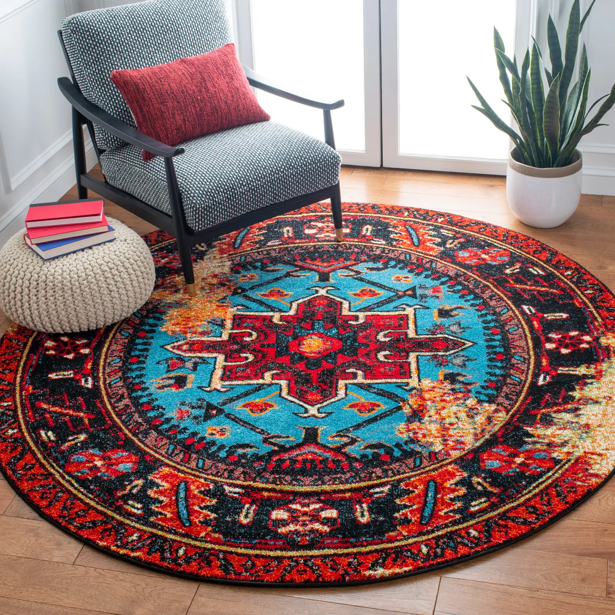 Safavieh Vintage Hamadan 10'-0" x 10'-0" Rug in Red / Light Blue