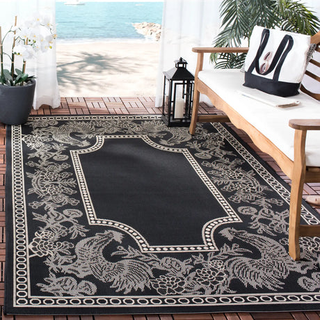 Safavieh Courtyard 5'-3" x 7'-7" Rug in Black / Sand