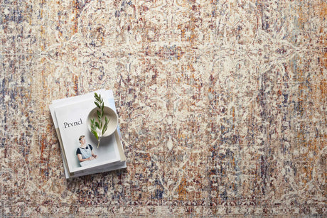 Loloi Sorrento Sor-04 Natural/Multi Rug - styled aerial 1