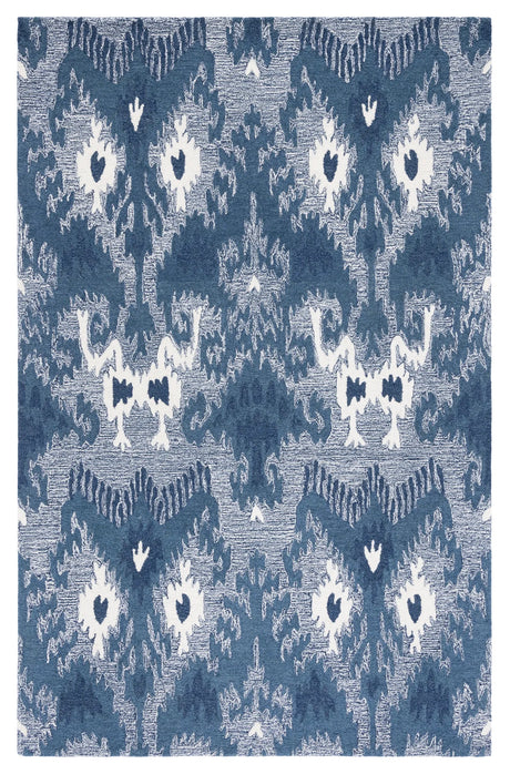 Safavieh Ikat 4'-0" x 6'-0" Rug in Blue / Ivory